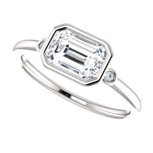 Cubic Zirconia Engagement Ring- The Analise (Customizable Emerald Cut) - Image 6