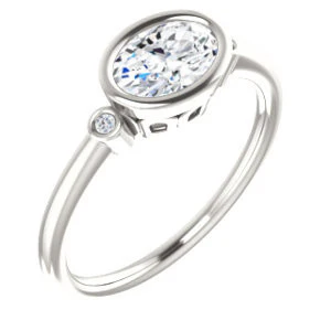 Cubic Zirconia Engagement Ring- The Analise (Customizable Oval Cut) - Image 2