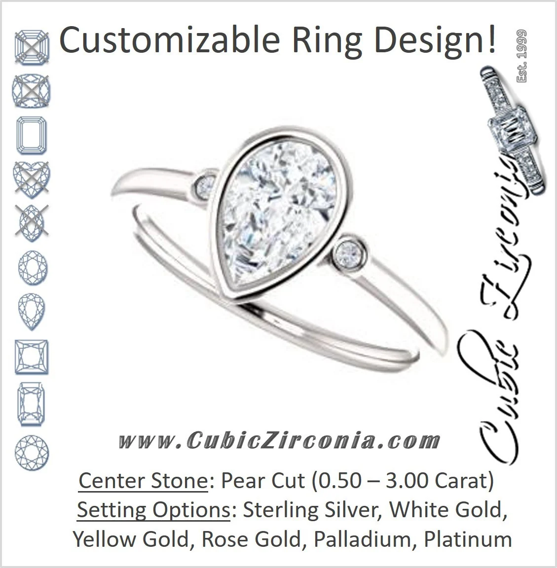 Cubic Zirconia Engagement Ring- The Analise (Customizable Pear Cut)