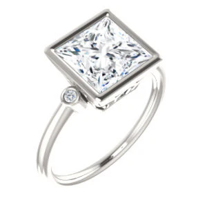 Cubic Zirconia Engagement Ring- The Analise (Customizable Princess Cut) - Image 2