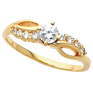 Cubic Zirconia Engagement Ring- The Anastasia (Customizable 9-stone Artisan Design) - Image 2
