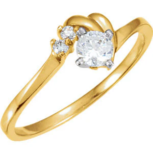 Cubic Zirconia Engagement Ring- The Brenna (Customizable 3-stone with Love Knots Artisan Band) - Image 2