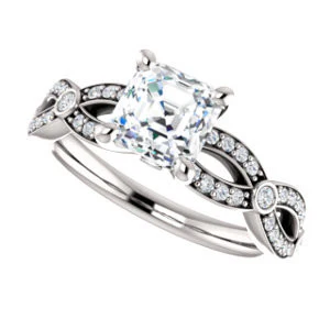 Cubic Zirconia Engagement Ring- The Catalina (Customizable Asscher Cut) - Image 6