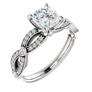Cubic Zirconia Engagement Ring- The Catalina (Customizable Cushion Cut) - Image 2