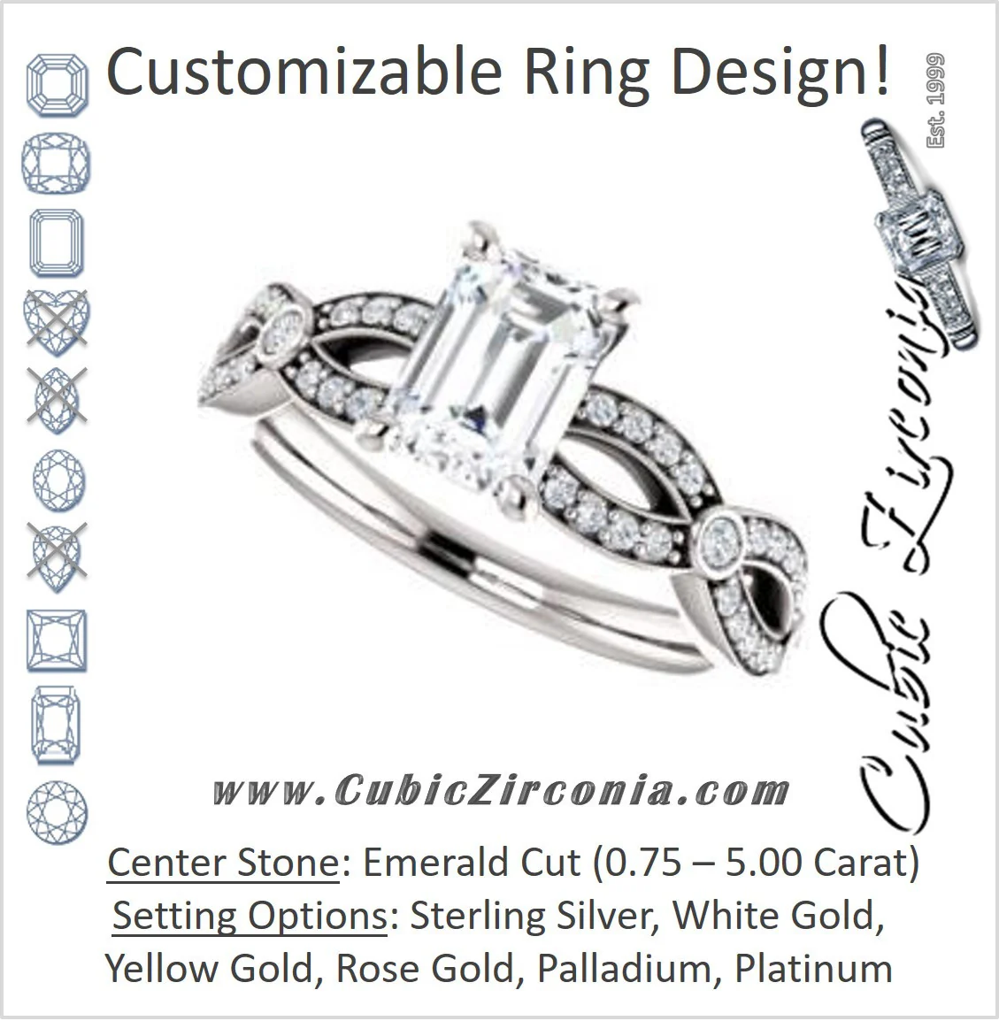 Cubic Zirconia Engagement Ring- The Catalina (Customizable Emerald Cut)