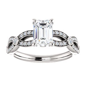 Cubic Zirconia Engagement Ring- The Catalina (Customizable Emerald Cut) - Image 4