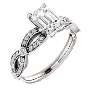 Cubic Zirconia Engagement Ring- The Catalina (Customizable Emerald Cut) - Image 7