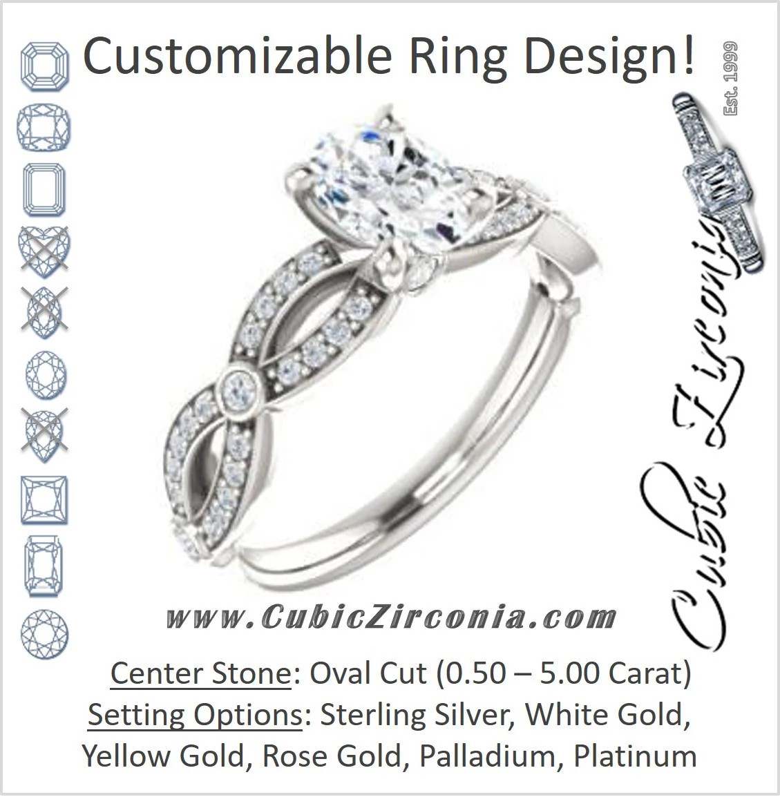 Cubic Zirconia Engagement Ring- The Catalina (Customizable Oval Cut)