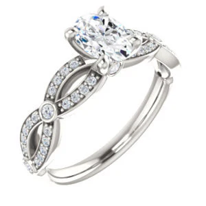 Cubic Zirconia Engagement Ring- The Catalina (Customizable Oval Cut) - Image 2