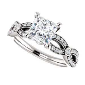 Cubic Zirconia Engagement Ring- The Catalina (Customizable Princess Cut) - Image 12
