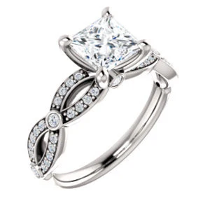 Cubic Zirconia Engagement Ring- The Catalina (Customizable Princess Cut) - Image 2