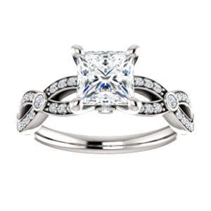 Cubic Zirconia Engagement Ring- The Catalina (Customizable Princess Cut) - Image 4