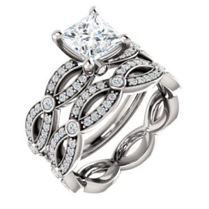 Cubic Zirconia Engagement Ring- The Catalina (Customizable Princess Cut) - Image 7