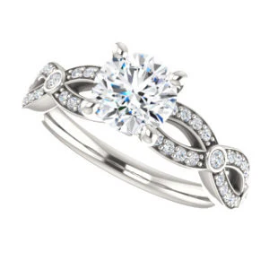 Cubic Zirconia Engagement Ring- The Catalina (Customizable Round Cut) - Image 6