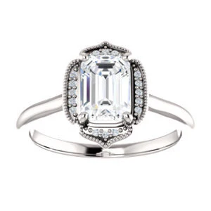 Cubic Zirconia Engagement Ring- The Charleze Isabella (Customizable Emerald Cut) - Image 4