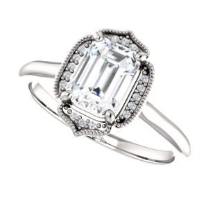 Cubic Zirconia Engagement Ring- The Charleze Isabella (Customizable Emerald Cut) - Image 6