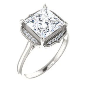 Cubic Zirconia Engagement Ring- The Charleze Isabella (Customizable Princess Cut) - Image 2