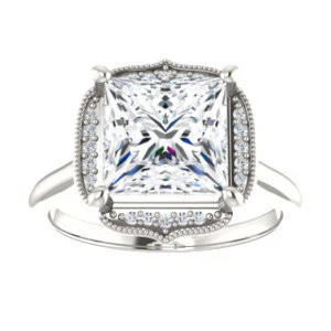 Cubic Zirconia Engagement Ring- The Charleze Isabella (Customizable Princess Cut) - Image 4