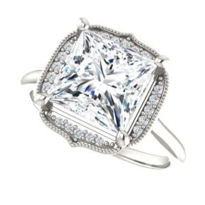 Cubic Zirconia Engagement Ring- The Charleze Isabella (Customizable Princess Cut) - Image 6