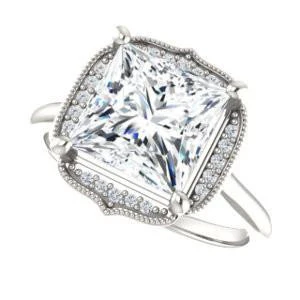 Cubic Zirconia Engagement Ring- The Charleze Isabella (Customizable Princess Cut) - Image 7