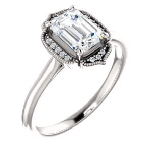 Cubic Zirconia Engagement Ring- The Charleze Isabella (Customizable Radiant Cut) - Image 2