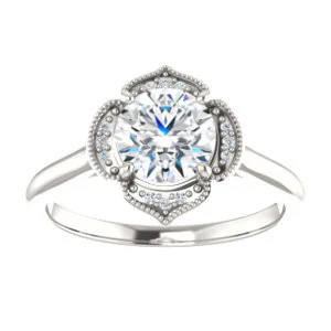Cubic Zirconia Engagement Ring- The Charleze Isabella (Customizable Round Cut) - Image 4