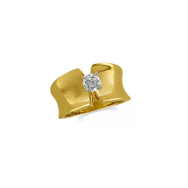 Cubic Zirconia Engagement Ring- The Evelyn (0.2-3.0 CT Round Wide Solitaire) - Image 3