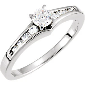 Cubic Zirconia Engagement Ring- The Jana (Customizable 9-stone Round Channel) - Image 2