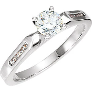 Cubic Zirconia Engagement Ring- The Jayme (Customizable 9-stone Cathedral Setting with Tiny Round Channel Accents) - Image 3