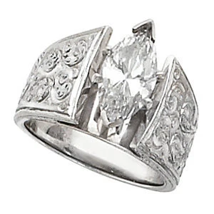 Cubic Zirconia Engagement Ring- The Jodi (0.12-5.0 CT Customizable Center Wide Hand-Engraved Solitaire) - Image 3
