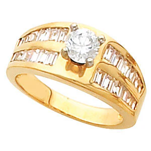 Cubic Zirconia Engagement Ring- The Juliana (Customizable Center with Double Row of Channel-set Baguettes) - Image 3