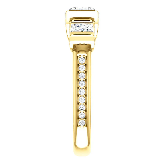 Cubic Zirconia Engagement Ring- The Katie (Customizable Bar Setting with Round Prong Accents) - Image 6