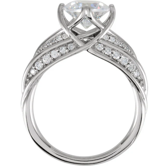 Cubic Zirconia Engagement Ring- The Lacey (2 Carat Princess-Cut Tri-Band with Pave) - Image 4