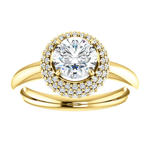 Cubic Zirconia Engagement Ring- The Latasha (Customizable Setting with Triple Trellis Halo) - Image 5
