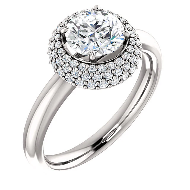 Cubic Zirconia Engagement Ring- The Latasha (Customizable Setting with Triple Trellis Halo) - Image 7
