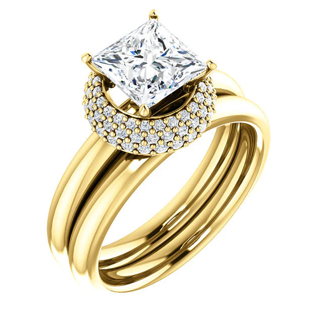 Cubic Zirconia Engagement Ring- The Latasha (Customizable Setting with Triple Trellis Halo) - Image 8