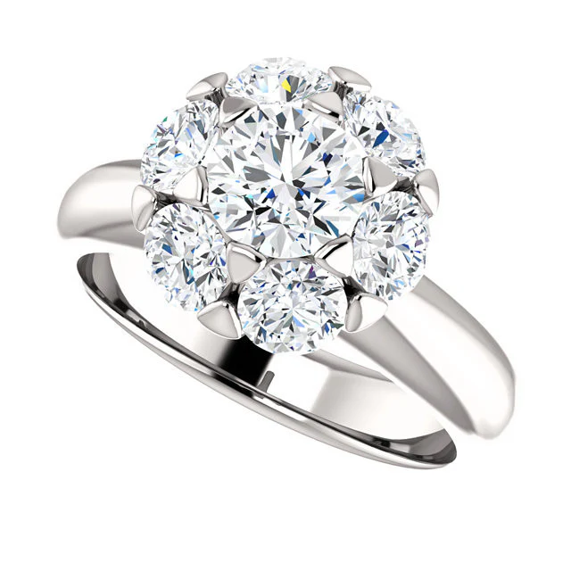 Cubic Zirconia Engagement Ring- The Lisa (7-stone Round Center Cluster-Style) - Image 4