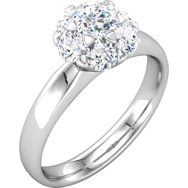 Cubic Zirconia Engagement Ring- The Lisa (7-stone Round Center Cluster-Style) - Image 8