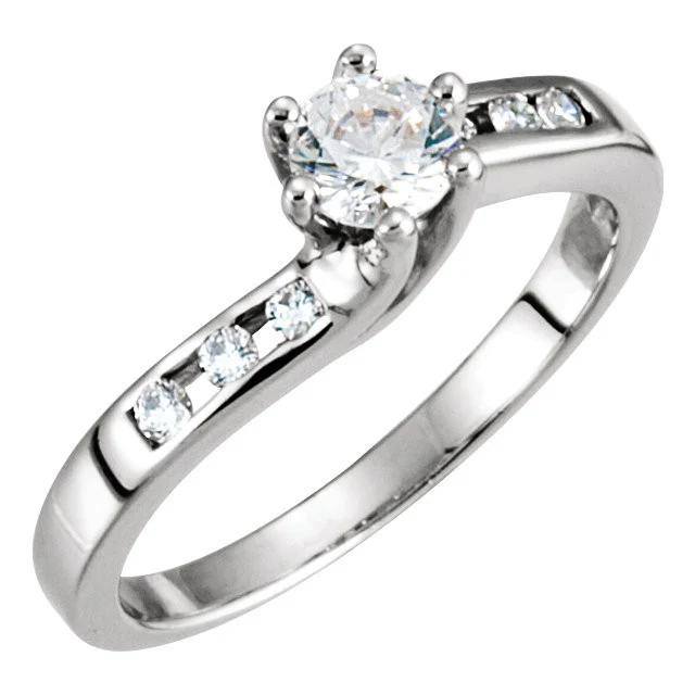 Cubic Zirconia Engagement Ring- The Margaret Mary (0.47 Carat Round or Asscher Cut 7-stone Vintage Channel) - Image 2