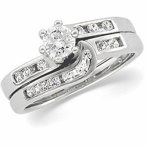 Cubic Zirconia Engagement Ring- The Margaret Mary (0.47 Carat Round or Asscher Cut 7-stone Vintage Channel) - Image 4