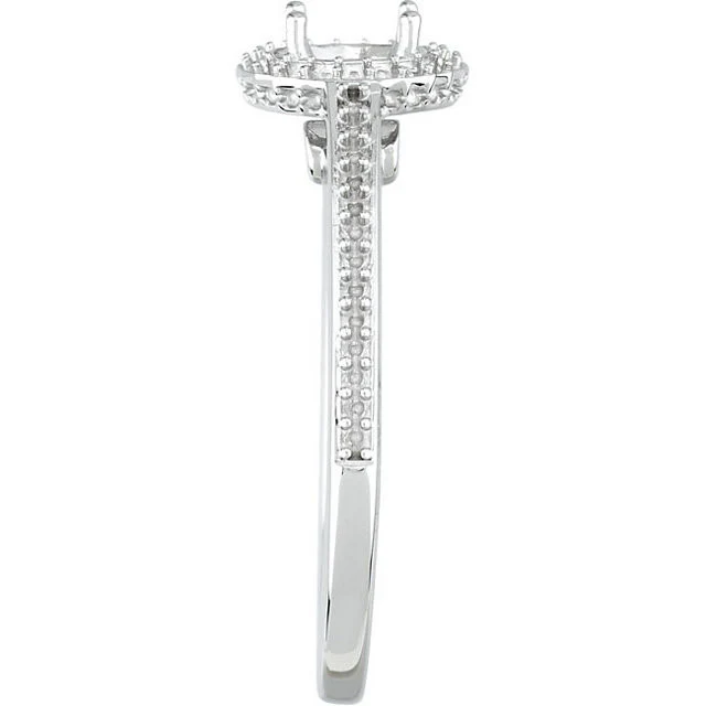 Cubic Zirconia Engagement Ring- The Marion (Round Halo-Style with Pave) - Image 5