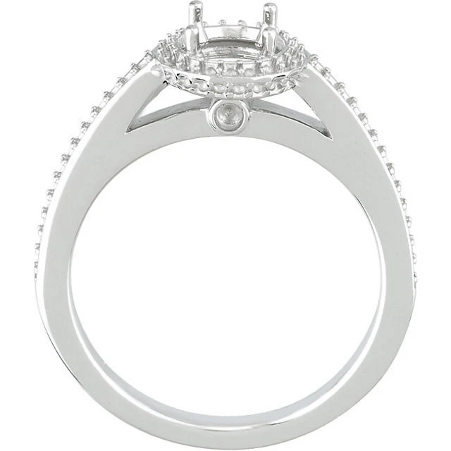 Cubic Zirconia Engagement Ring- The Marion (Round Halo-Style with Pave) - Image 6