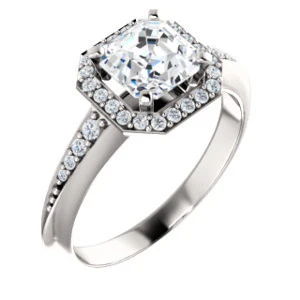 Cubic Zirconia Engagement Ring- The Maxine (Customizable Asscher Cut) - Image 2