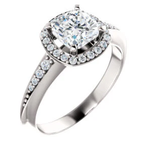 Cubic Zirconia Engagement Ring- The Maxine (Customizable Cushion Cut) - Image 2