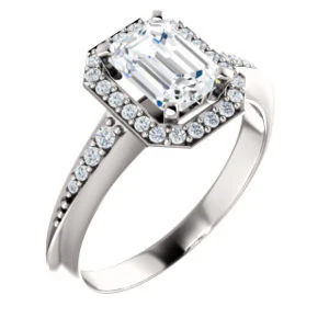 Cubic Zirconia Engagement Ring- The Maxine (Customizable Emerald Cut) - Image 2