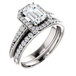 Cubic Zirconia Engagement Ring- The Maxine (Customizable Emerald Cut) - Image 7