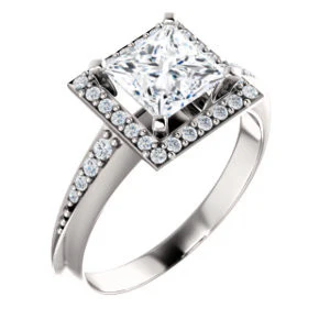 Cubic Zirconia Engagement Ring- The Maxine (Customizable Princess Cut) - Image 2