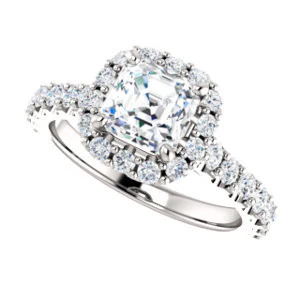Cubic Zirconia Engagement Ring- The Mckenzie (Customizable Asscher Cut) - Image 6