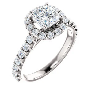 Cubic Zirconia Engagement Ring- The Mckenzie (Customizable Cushion Cut) - Image 2