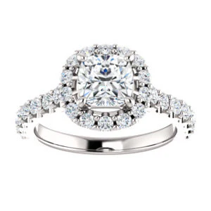 Cubic Zirconia Engagement Ring- The Mckenzie (Customizable Cushion Cut) - Image 4